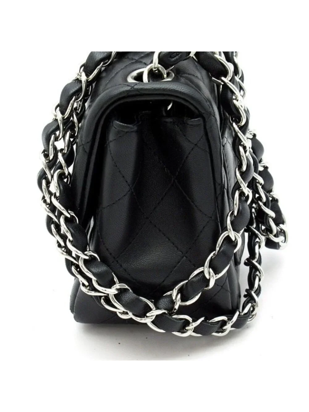 Chanel Mini Quilted Chain Shoulder Bag Lambskin Black